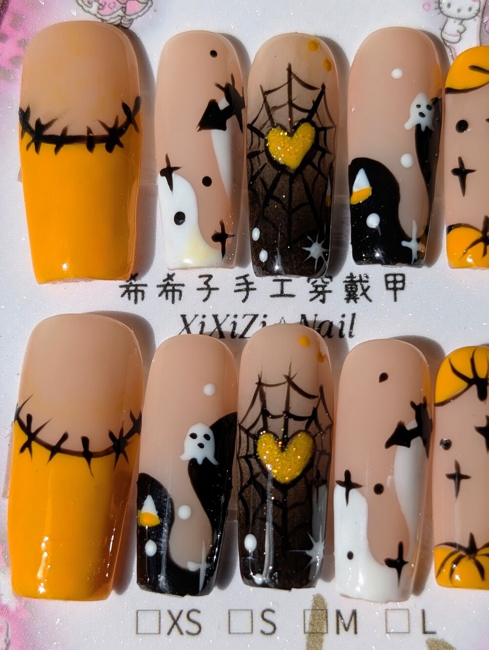 ❤️ 10pc Handmade Halloween Press-On Premium Nails Size: Medium 3.0